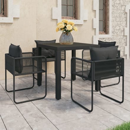 vidaXL - 5-delige - Tuinset - PVC-rattan - zwart