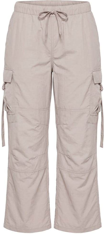 Ulla Popken - Dames - Cargobroek utility-style elastische tailleband cargozakken - Beige - Maat 42