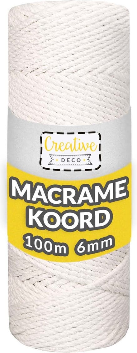 Creative Deco Macrame Koord Katoenen Koord | 100 m Wit | 5-6 mm Dikte