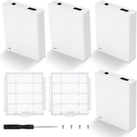 Batterijhouder Set - Opslag Box - Elektronica Projecten - Met USB Aansluiting - 4x AA - Wit