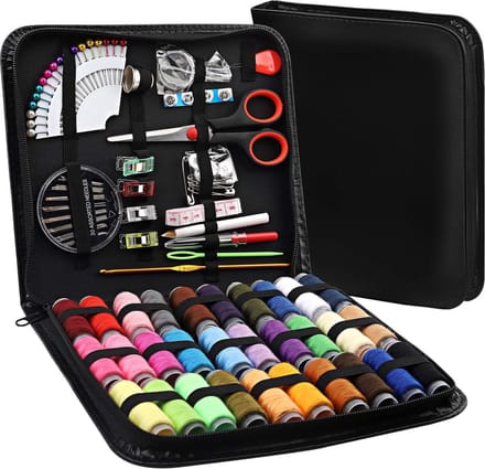 naaigereis voor beginners, thuis en reizigers, complete set (over 112 XL quality accessories, black)