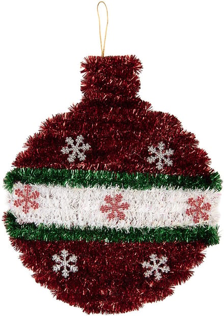 Clayre & Eef Kerstdecoratie Kerstbal 22x2x26 cm Rood Kunststof