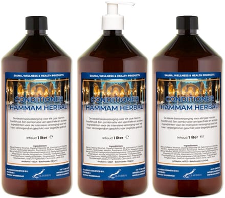 Hairconditioner Hammam Herbal 1 liter met witte pomp - set van 3 stuks