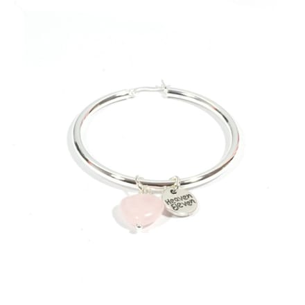 Heaven Eleven - oorbel - 925 zilver rozequartz hart