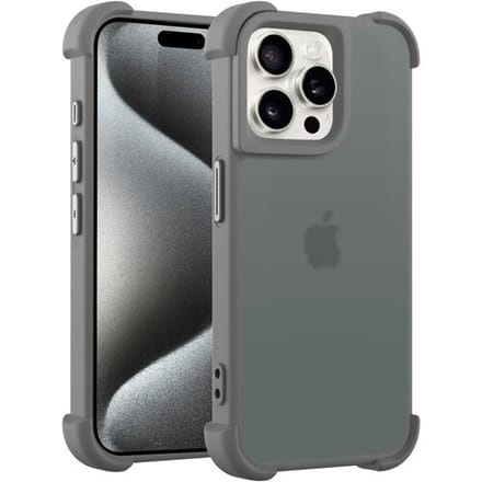 Coverzs matte Shock case geschikt voor iPhone 13 Pro Max (grijs) - shockbestendig, premium bescherming, duurzaam
