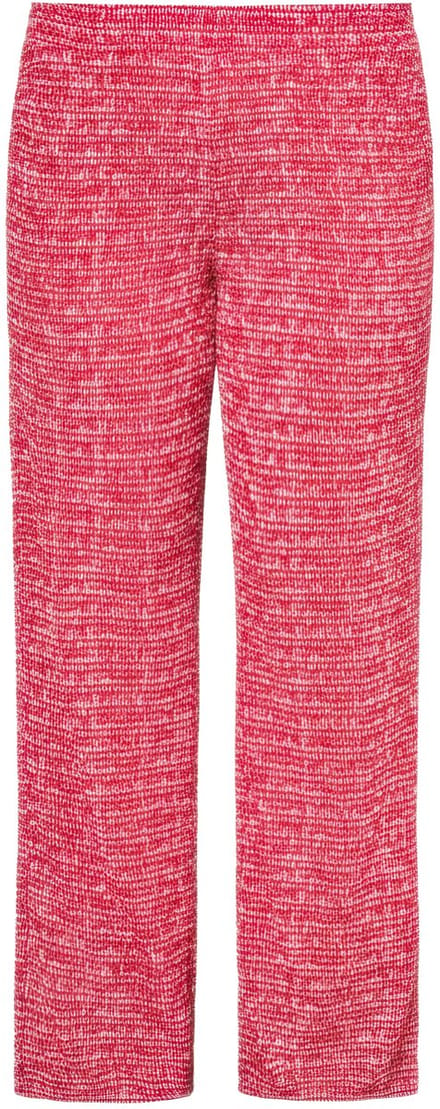 Studio Untold - Dames - Broek wijde pijpen structuur elastische tailleband - Appelrood - Maat 44