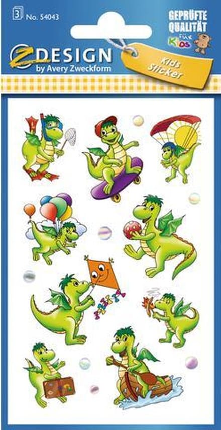 Avery Stickervel Dragon 7,6 X 12 Cm Papier Groen 27-delig