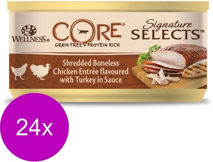 Wellness Core Signature Selects Shredded Kip/Kalkoen - Kattenvoer - 24 x 79 g