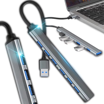 Retoo 7-poorts USB Hub Splitter - 7x USB 2.0 & 1x USB 3.0 - Multifunctionele Connector voor Desktop en Laptop