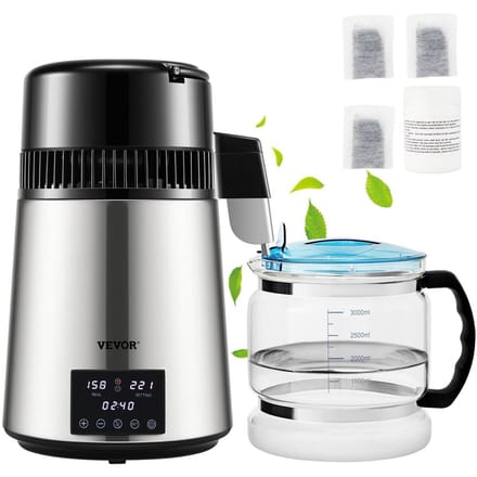 4L Waterdestilleerder 1,5L/U Gedestilleerd Water Maker Timer Dubbele Temperatuur Zilver