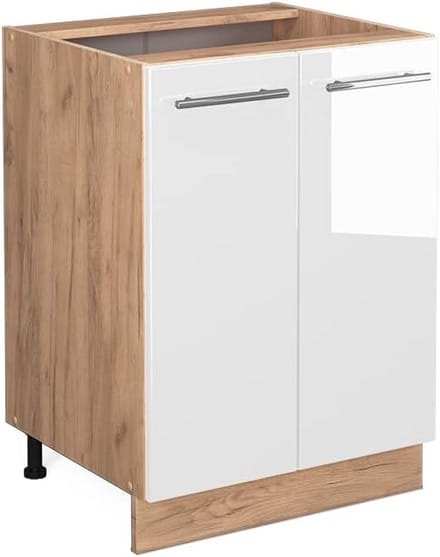 Keukenkast Onderbouw 60 cm Wit Hoogglans/Krachtig Eiken Goud