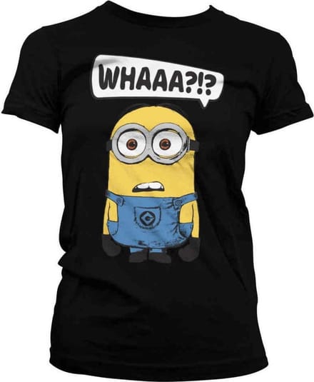 Minions Dames Tshirt -S- Whaaa?!? Zwart