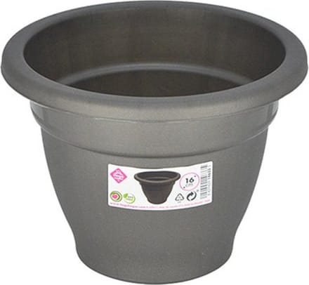 Hega Hogar Plantenpot/bloempot - grijs - 16 cm - kunststof
