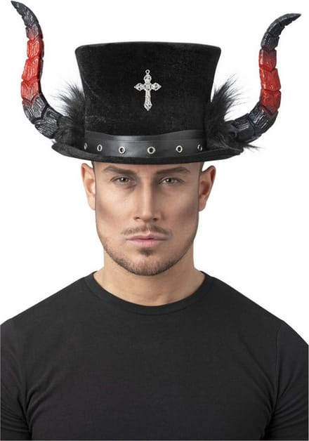 Smiffys - Deluxe Devil Kostuum Hoed - Zwart/Rood