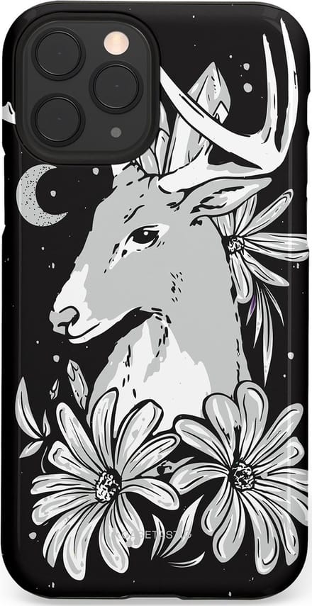 Casetastic hoesje geschikt voor Apple iPhone 11 Pro - Dubbellaagse bescherming - Lunagewei - Fashion Case - Zwart Lichtgrijs Wit