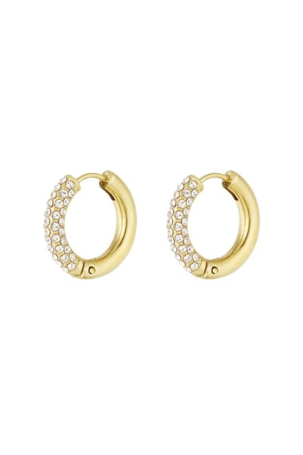 Bijoutheek Oorringen Strass Steentjes Crystal Goud