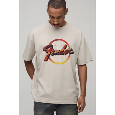 Oversized T-shirt Met Fender Licentie Print | Stone | Size XS