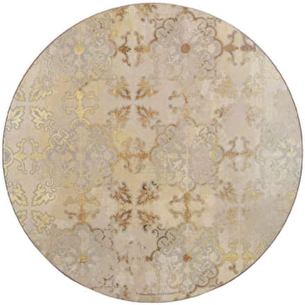Candala Placemats met kurk achterkant, bedrukt, rond, goud/grijs, Placemats