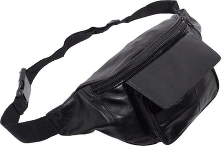 Rojafit Heuptas-Groot-3 vakken-Zwart- Grijs-Nappa Leer-Afmeting ca. 34 x 8 x 15 cm.