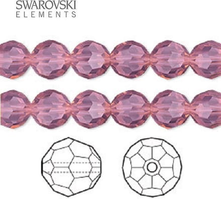 Swarovski Elements, 18 stuks Swarovski ronde kralen, 8mm, cyclamen opal, (5000)