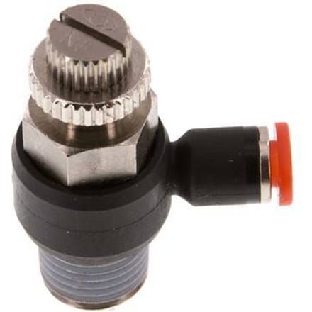 L-stuk Regelventiel 4 mm - R1/4'' Regeling-in Messing/Nylon