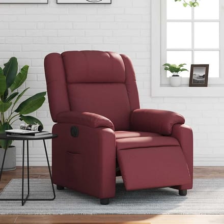 Elektrisch Verstelbare Fauteuil in Wijnrood Kunstleer - Comfortabele Relaxstoel
