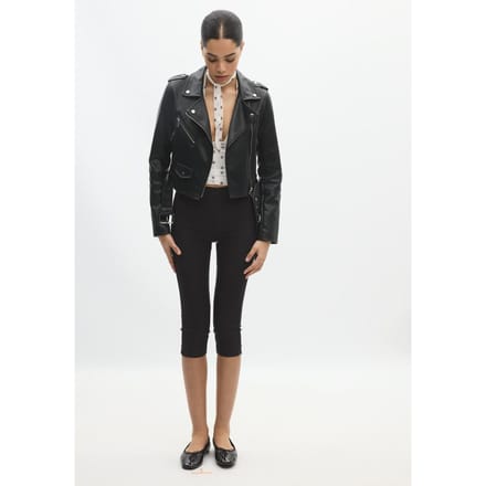 Stradivarius Bikerjack met riem en leereffect  Zwart S