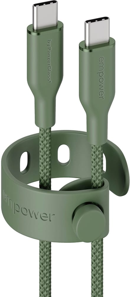 PanzerGlass empower™ by ® Racing 60W USB-C to USB-C Cable | USB 2.0 | 2M | Sage USB-kabel Groen