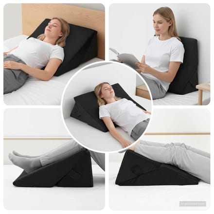 vidaXL - Wedge - Kussen - Zwart - 55 - x - 55 - x - 26 - cm - Traagschuim