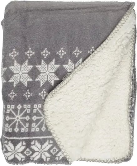 Unique Living Plaid Snowflake - Winter - 130x160 cm - Grijs
