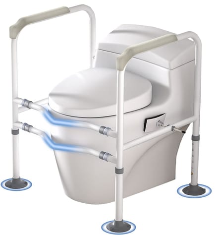 ACXIN Toiletthulp Senioren Verstelbaar 70‑82 cm Met Armleuningen Anti‑Slip Wit 200 kg