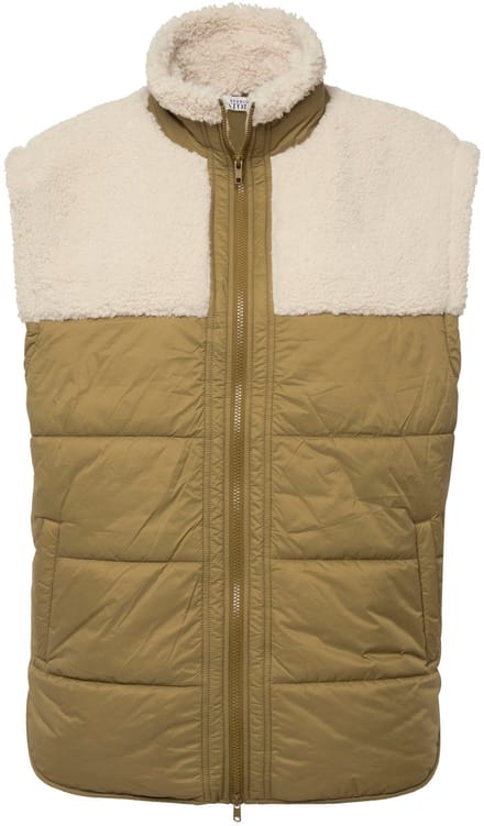 Studio Untold - Dames - Doorgestikte bodywarmer wide fit teddy-patch unisex - Mos - Maat M