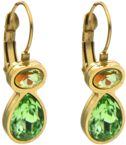 Oorbellen - RVS - kristallen - 2,5 cm - groen