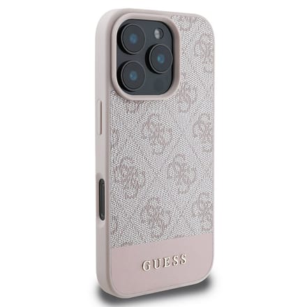 Guess 4G Bottom Stripe Hoesje Geschikt voor Apple iPhone 16 Pro - Back Cover Roze