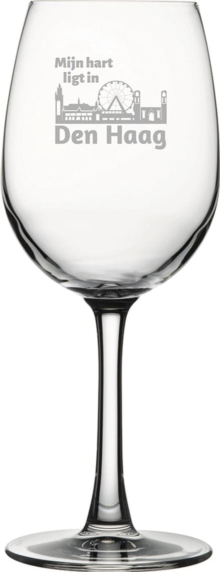 Gegraveerde witte wijnglas 36cl Den Haag