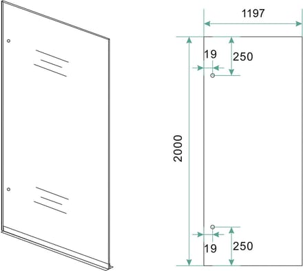 Wiesbaden Less Glasplaat Links 120 x 200 cm - Spiegelrook Glas