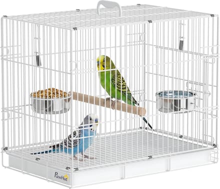 PawHut Vogelkooi Inklapbaar met Zitstok - Vogelverblijf - Kooi voor Kleine Vogels - Wit