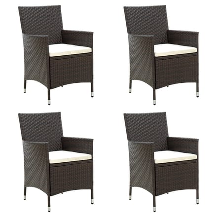vidaXL - Tuinstoelen - 4 - st - met - kussens - poly - rattan - bruin