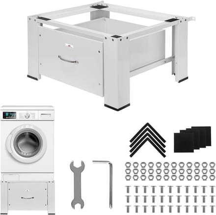 Wasmachine Onderstel - Droger Verhoger - Huishoudelijk Gebruik - Met Lade - 63 x 54 cm - Wit