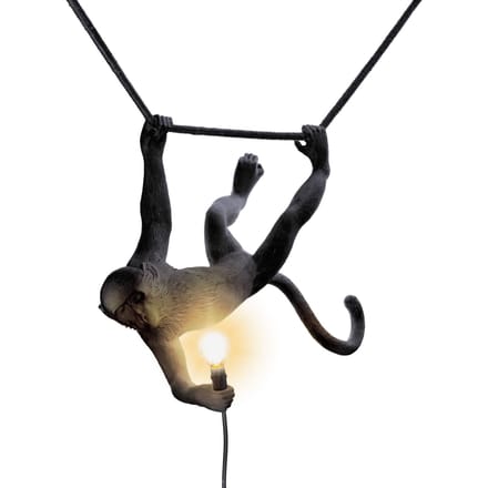 SELETTI Monkey Lamp, breedte 44 cm, zwart, stekker, IP44