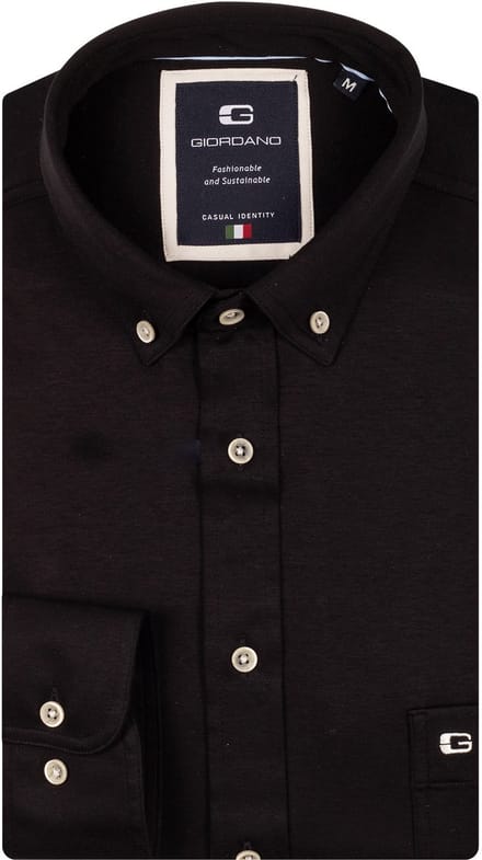 Giordano – Ivy – Overhemd – Liquid cotton – button down kraag - Zwart - Regular Fit - NOS7078-90