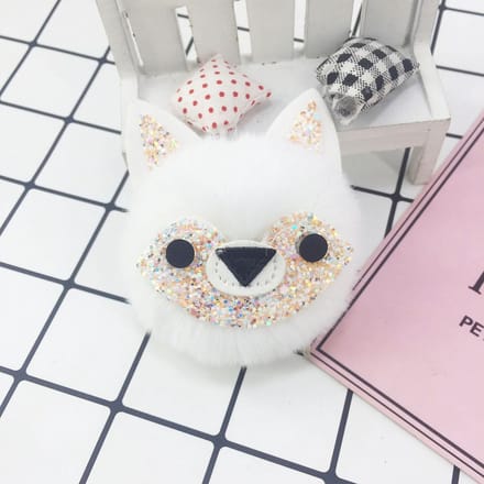 DAEBAK Vos Zachte Pompom Bontbal Sleutelhanger - Vrouwen Accessoires - Sleutelhanger - Wit