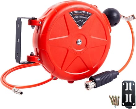 Luchtslanghaspel - Compressorslang houder - Werkplaats organiseren - Automatisch terugspoelend - 10 meter - Grijs