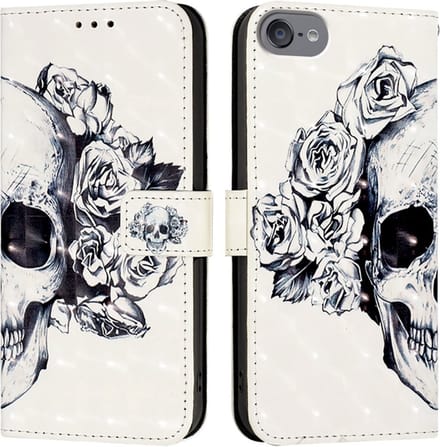 Bescherm-Etui Mapje Cover Hoes geschikt voor iPod Touch - Wit - Skull