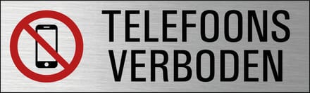 Telefoons verboden deurbordje met zelfklevende strip