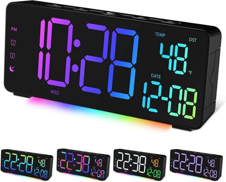 Digitale Wekker met RGB LED Display, Temperatuur en USB Oplaadpoort voor Slaapkamer