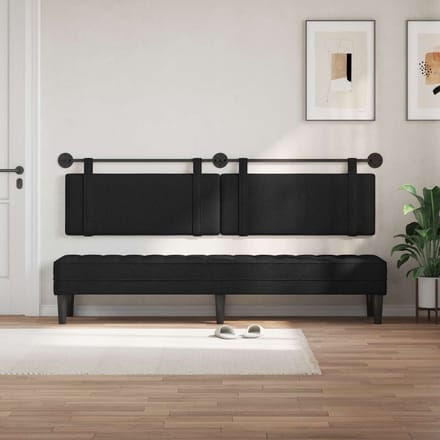 vidaXL - Hangend - hoofdbord - Zwart - Stof