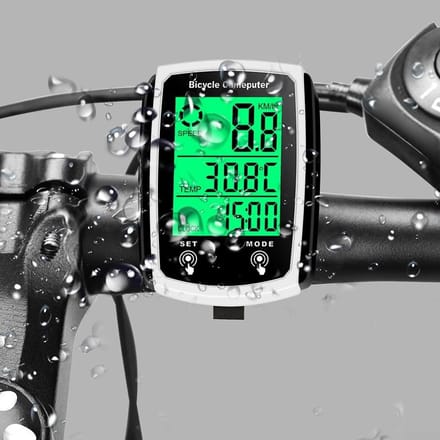 Allecto - Fietscomputer - Waterdichte snelheidsmeter - LCD-scherm - Bedrade kilometerteller - Ideaal voor fietsers - Compact model