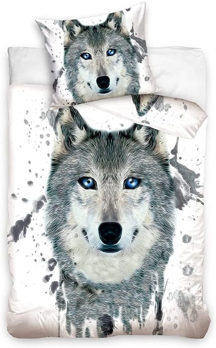 Dreamee Dekbedovertrek Wolf- 140 x 200 cm - Katoen - 70 x 90 cm