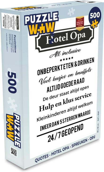 Puzzel Quotes - Hotel opa - Spreuken - Opa - Legpuzzel - Puzzel 500 stukjes